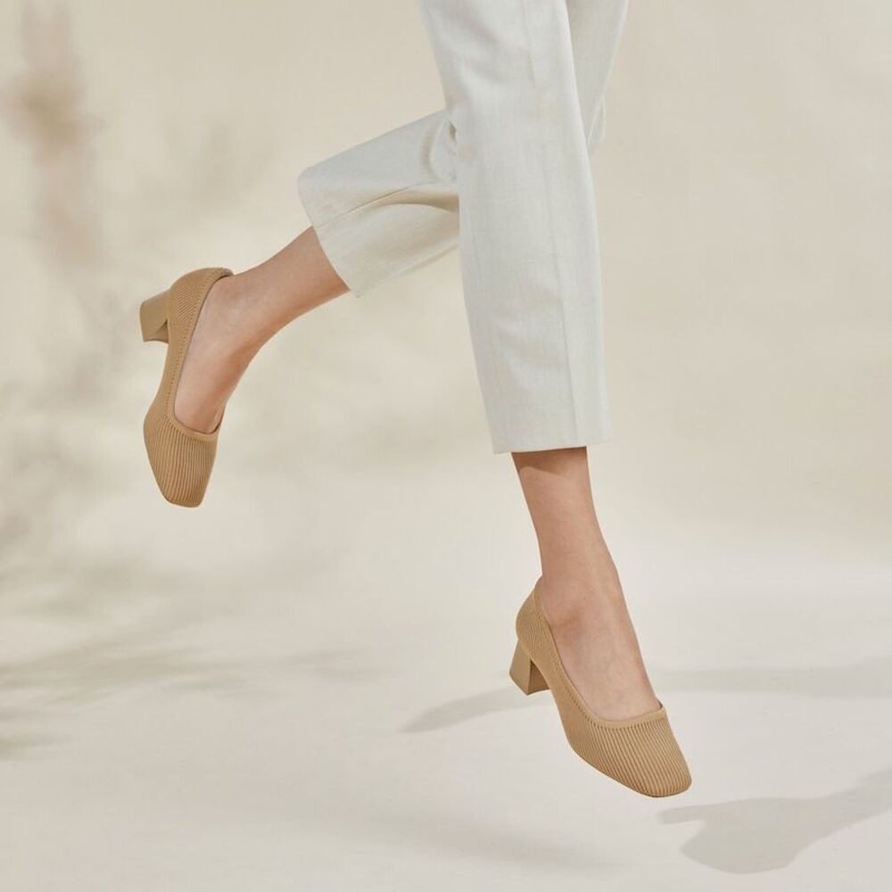 VIVAIA Square-Toe Chunky‎ Heels color Nude Peach size EU/39.5 US/8.5